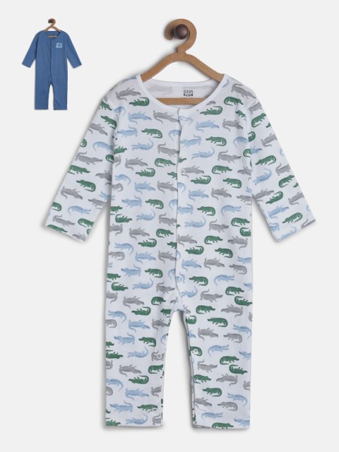 

MINI KLUB Infants Boys Pack Of 2 Pure Cotton Rompers, Grey