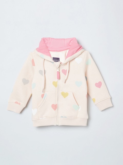 

max Girls Peach Printed Hooded Sweatshirt