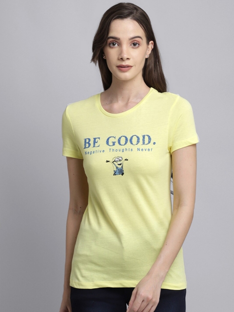 

Free Authority Women Yellow Minions Printed Pure Cotton T-shirt