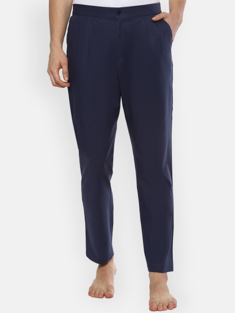 

Van Heusen Men Navy Blue Solid Pure Cotton Lounge Pants