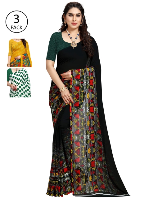 

KALINI Multicoloured Set of 3 Poly Georgette Saree, Multi