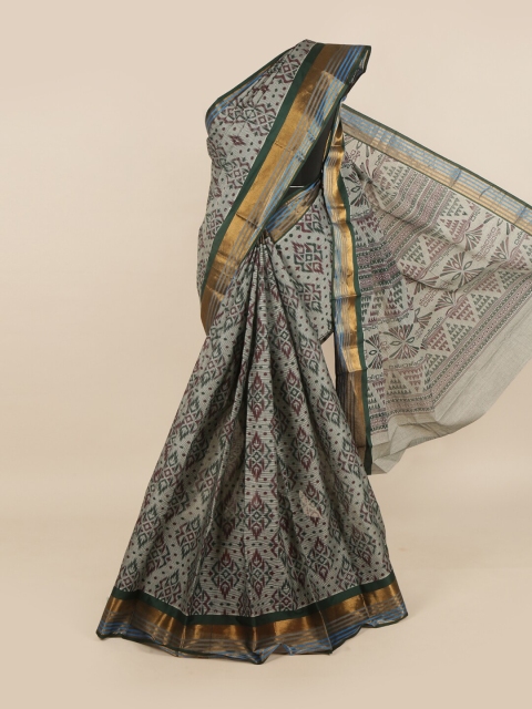 

Pothys Grey & Burgundy Ethnic Motifs Saree