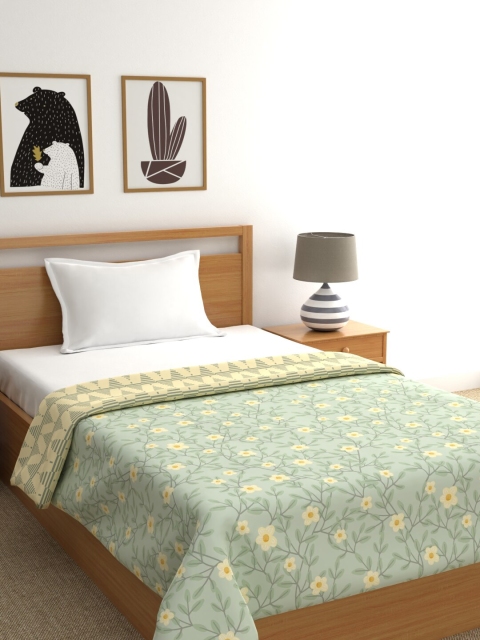 Trident Green & Yellow Microfiber AC Room Reversible Single Bed Dohar