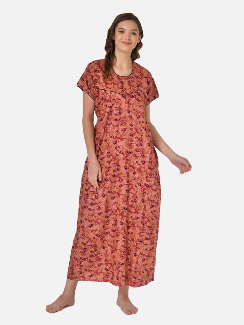 

Klamotten Peach Printed Maxi Nightdress