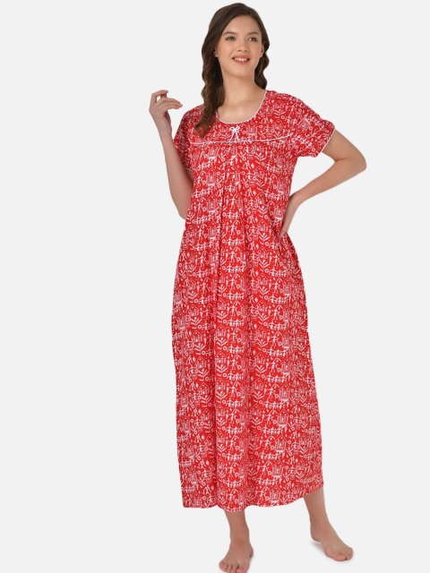 

Klamotten Red Printed Maxi Nightdress