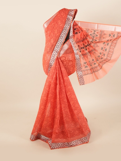 

Pothys Orange Floral Saree