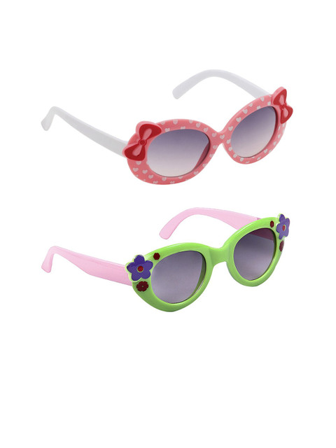 

Olvin Girls Set Of 2 Grey Lens & Pink Oval UV Protected Sunglasses 2013-2107