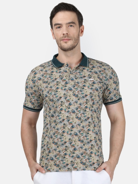 

Monte Carlo Men Multicoloured Floral Printed Polo Collar Slim Fit T-shirt, Multi