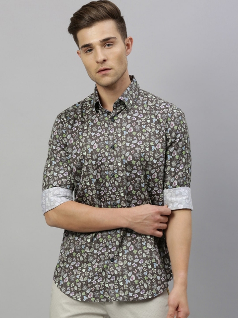 

RARE RABBIT Men Brown Tailored Fit Floral Printed Casual Shirt