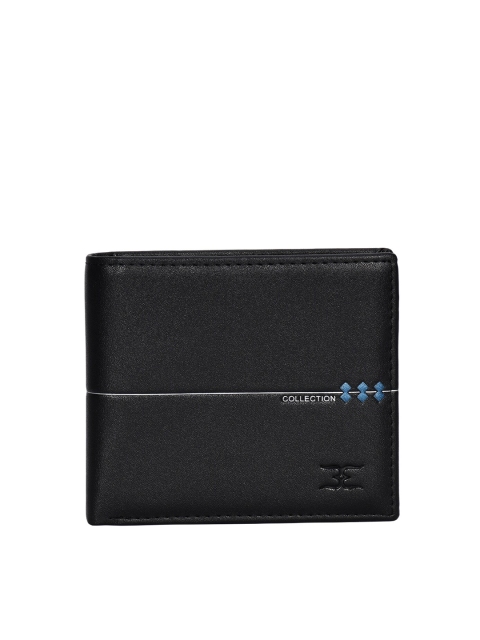 ESBEDA Men Black Textured PU Two Fold Wallet with SIM Card Holder