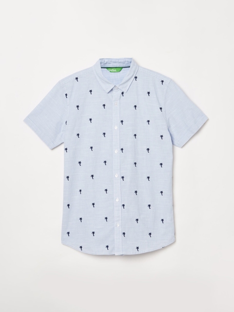 

Bossini Boys Blue Striped & Embroidered Regular Fit Casual Shirt