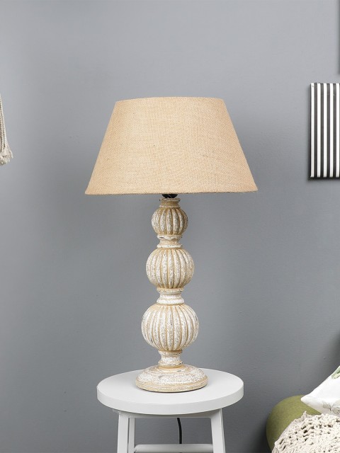 

The Decor Mart Beige & Yellow Classic Bedside Standard Table Lamp