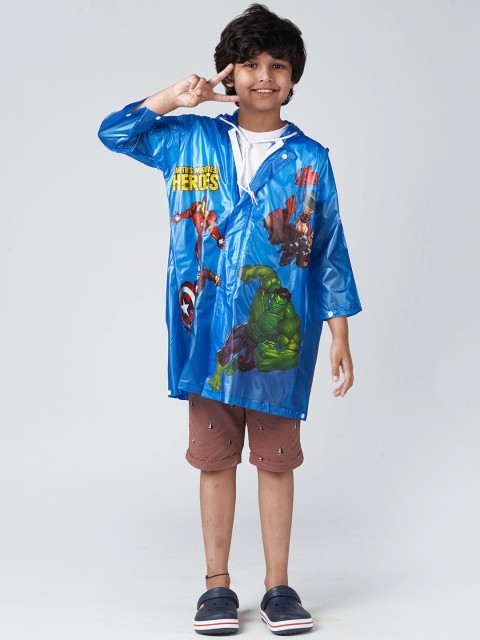 

Zeel Boys Blue 7 Green Printed Raincoat