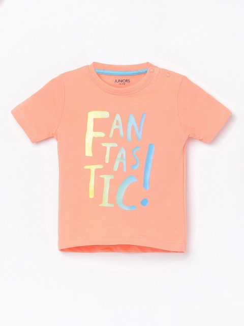 

Juniors by Lifestyle Boys Peach-Coloured Typography Printed T-shirt