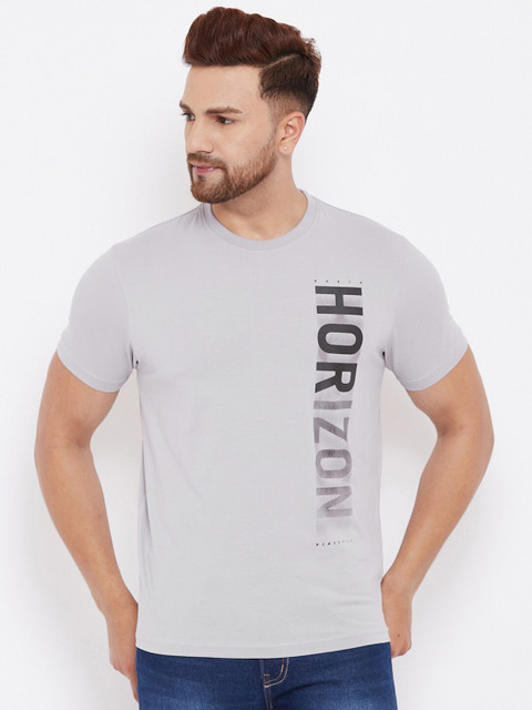 

98 Degree North Men Grey Typography Printed T-shirt