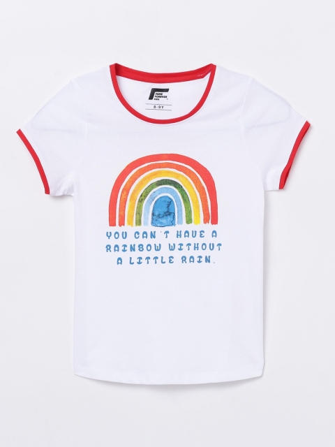 

Fame Forever by Lifestyle Girls White Typography Printed Cotton T-shirt