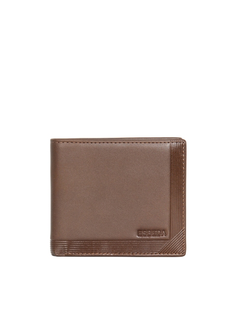 

ESBEDA Men Brown Textured PU Two Fold Wallet with RFID