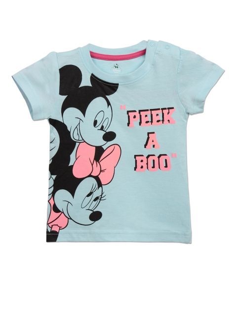 Disney Boys Blue Mickey & Minnie Printed T-shirt