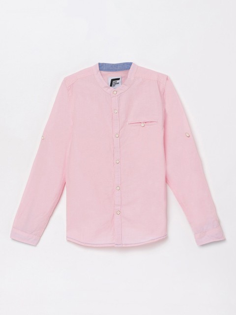 

Fame Forever by Lifestyle Boys Pink Linen Solid Slim Fit Casual Shirt