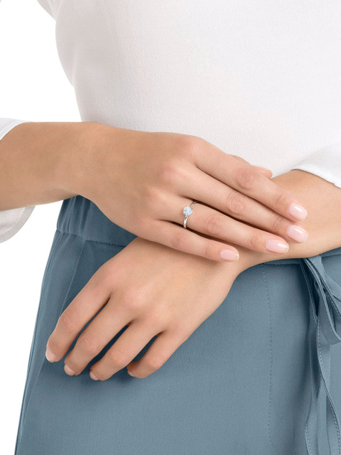 

SWAROVSKI Round White Rhodium-Plated Attract Ring