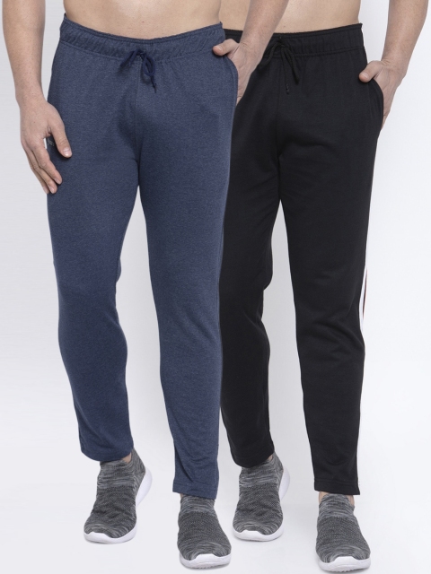 

NEUDIS Black & Dark Navy Pack Of 2 Cotton Solid Lounge Pants