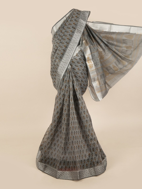 

Pothys Grey & Brown Ethnic Motifs Saree