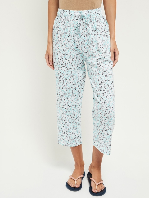 

max Women White & Green Printed Lounge Capris