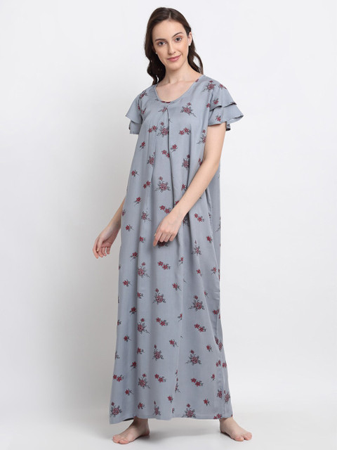 

DIVA WALK EXCLUSIVE Grey Printed Maxi Nightdress