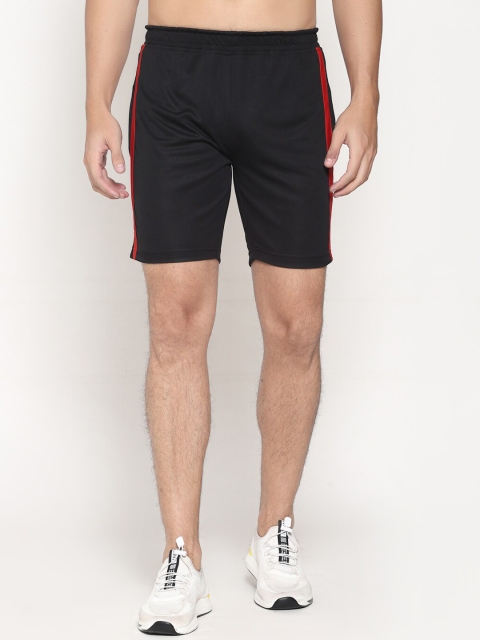 

PAUSE SPORT Men Black Slim Fit Mid-Rise Sports Shorts