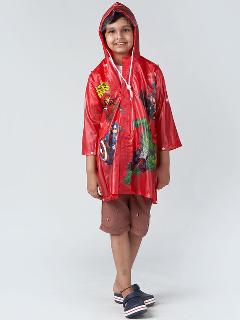 

Zeel Boys Red & Green Printed Raincoat