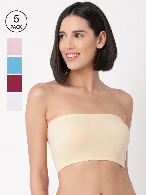 

GOLDSTROMS Womens Mulicolored Pack of 5 Strapless Tube, Beige
