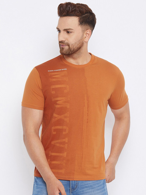 

98 Degree North Men Orange Typography Printed T-shirt
