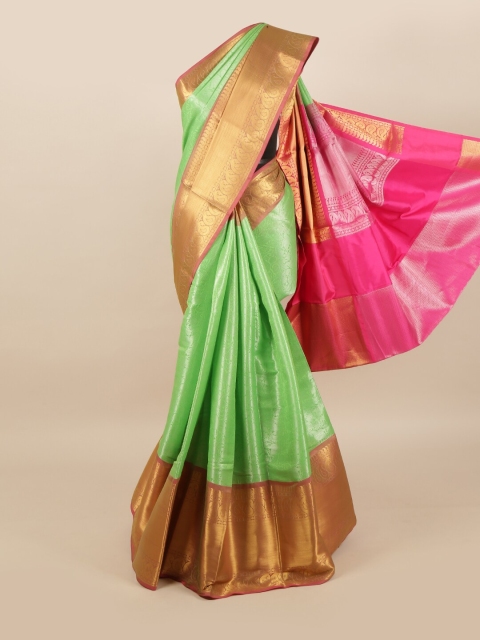 

Pothys Green & Pink Woven Design Art Silk Banarasi Saree