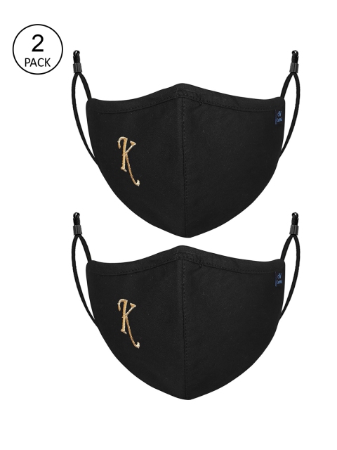 

CENWELL Unisex Pack Of 2 Solid 6-Ply Reusable Outdoor Cotton Cloth Face Mask, Black