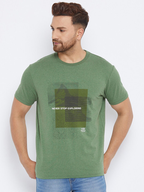 

98 Degree North Men Green Printed T-shirt