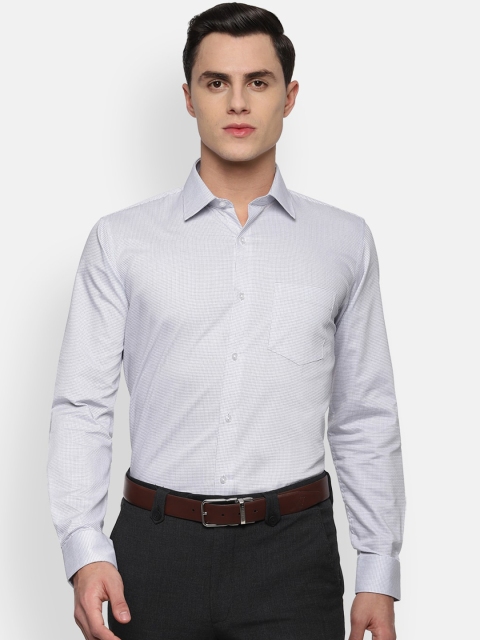 

Van Heusen Men White Slim Fit Micro Checks Checked Formal Shirt