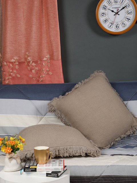 

Scarves & Glitters Set Of 2 Brown Square Cushion Covers