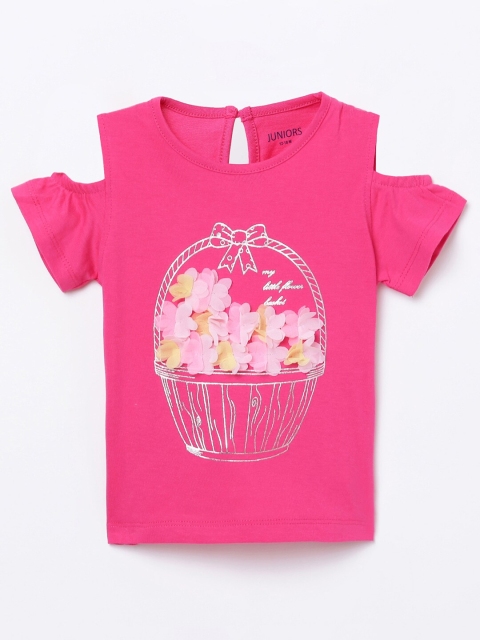 

Juniors by Lifestyle Girls Pink Typography Printed Applique T-shirt