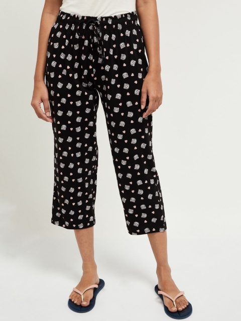 

max Women Black & White Printed Pure Cotton Lounge Capri