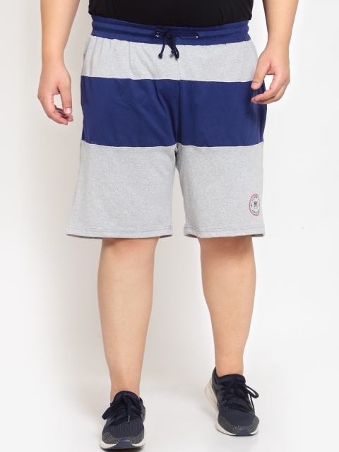 

plusS Men Grey Colourblocked Mid-Rise Regular Shorts
