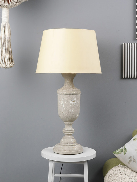 

The Decor Mart Grey & Yellow Antique Hand Crafted Bedside Standard Table Lamp