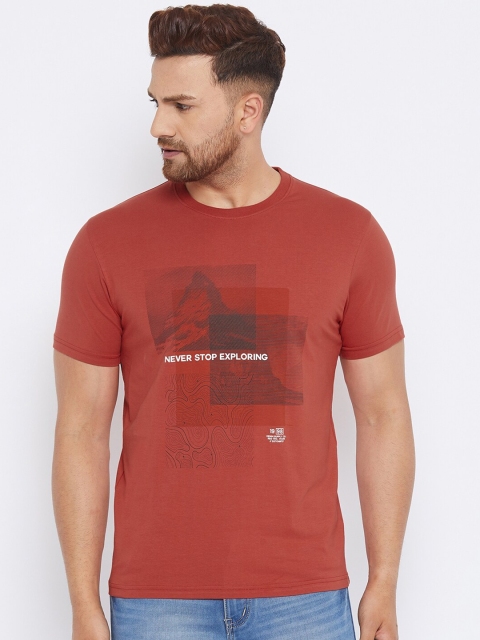 

98 Degree North Men Red & Black Printed T-shirt