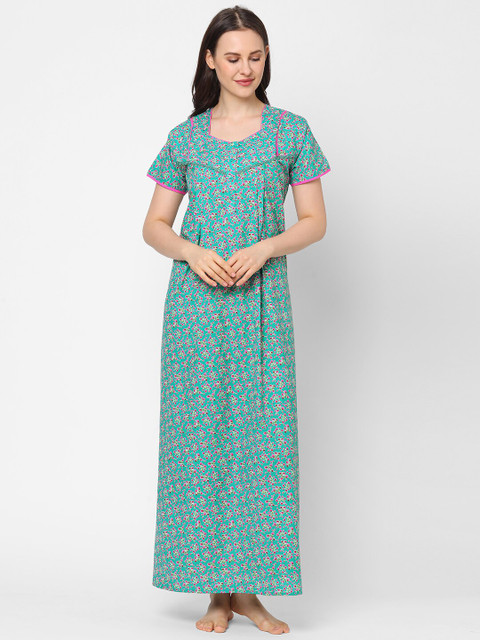 

Sweet Dreams Green Printed Maxi Nightdress