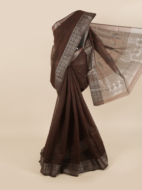Pothys Brown Floral Saree