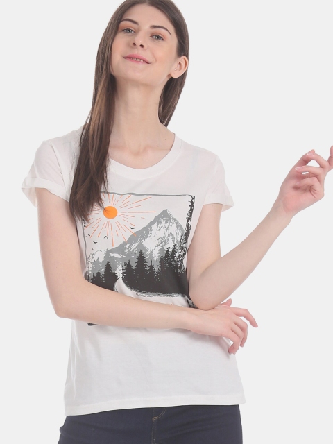 

Cherokee Women White Printed T-shirt