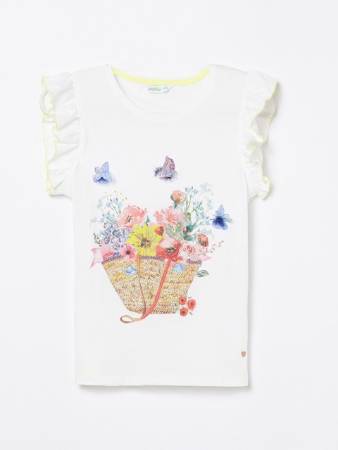 

Bossini Girls White Floral Printed Round Neck T-shirt