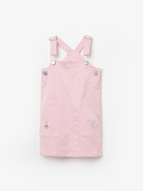 

Juniors by Lifestyle Girls Pink & White Printed Cotton Pinafore Dress