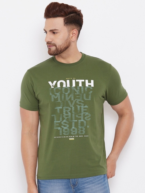 

98 Degree North Men Green Typography Printed T-shirt