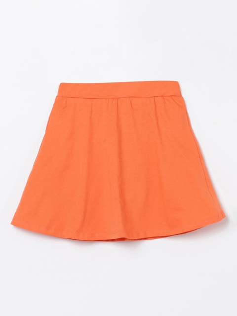 

Fame Forever by Lifestyle Girls Orange Solid Pure Cotton A-Line Skirt
