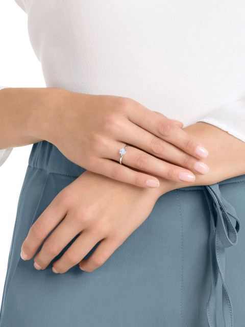 

SWAROVSKI Round White Rhodium-Plated Attract Ring
